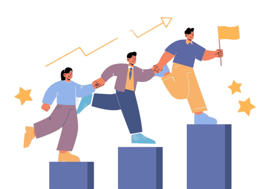 Illustration of a team growing together, representing career growth at Kanooni Astra